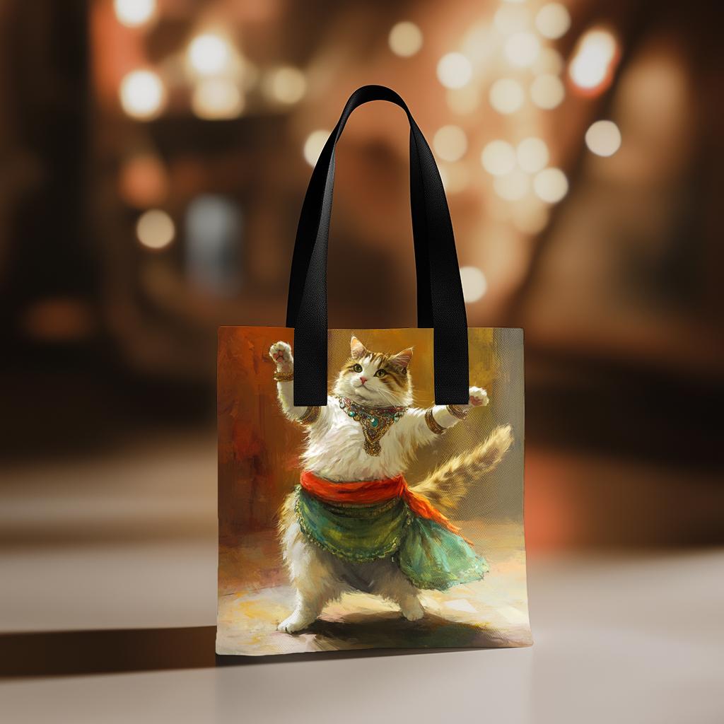 Vintage Shimmy Cat III Watercolor Purple - Belly Dance Fashion Tote Bag