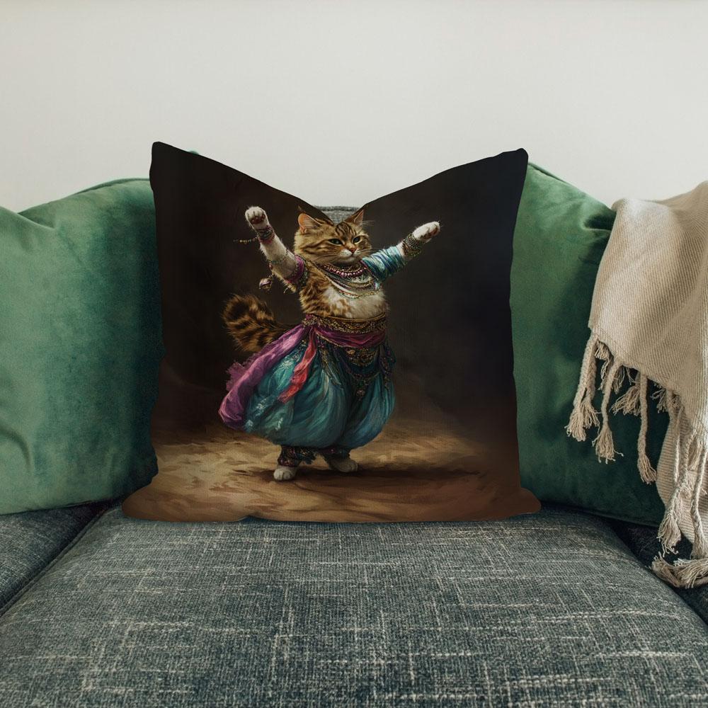 Vintage Shimmy Cat Iv Belly Dance Throw Pillow 18 in x 18 in