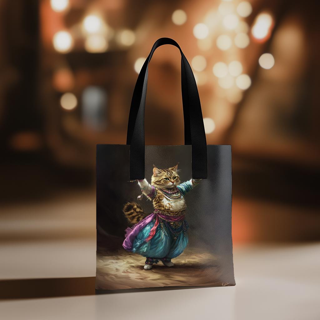 Vintage Shimmy Cat IV Watercolor Purple - Belly Dance Fashion Tote Bag