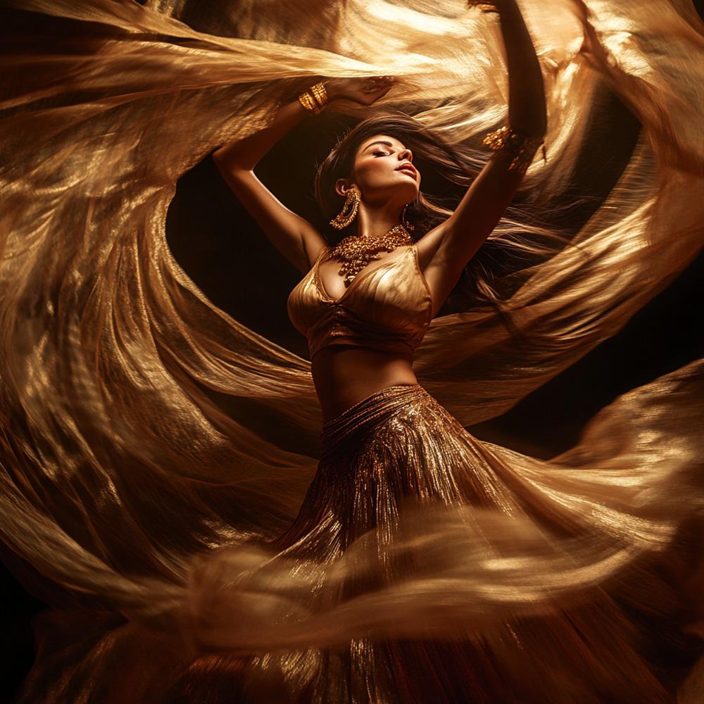 Vortex Veil Gold I Vintage Red - Belly Dance Art Download