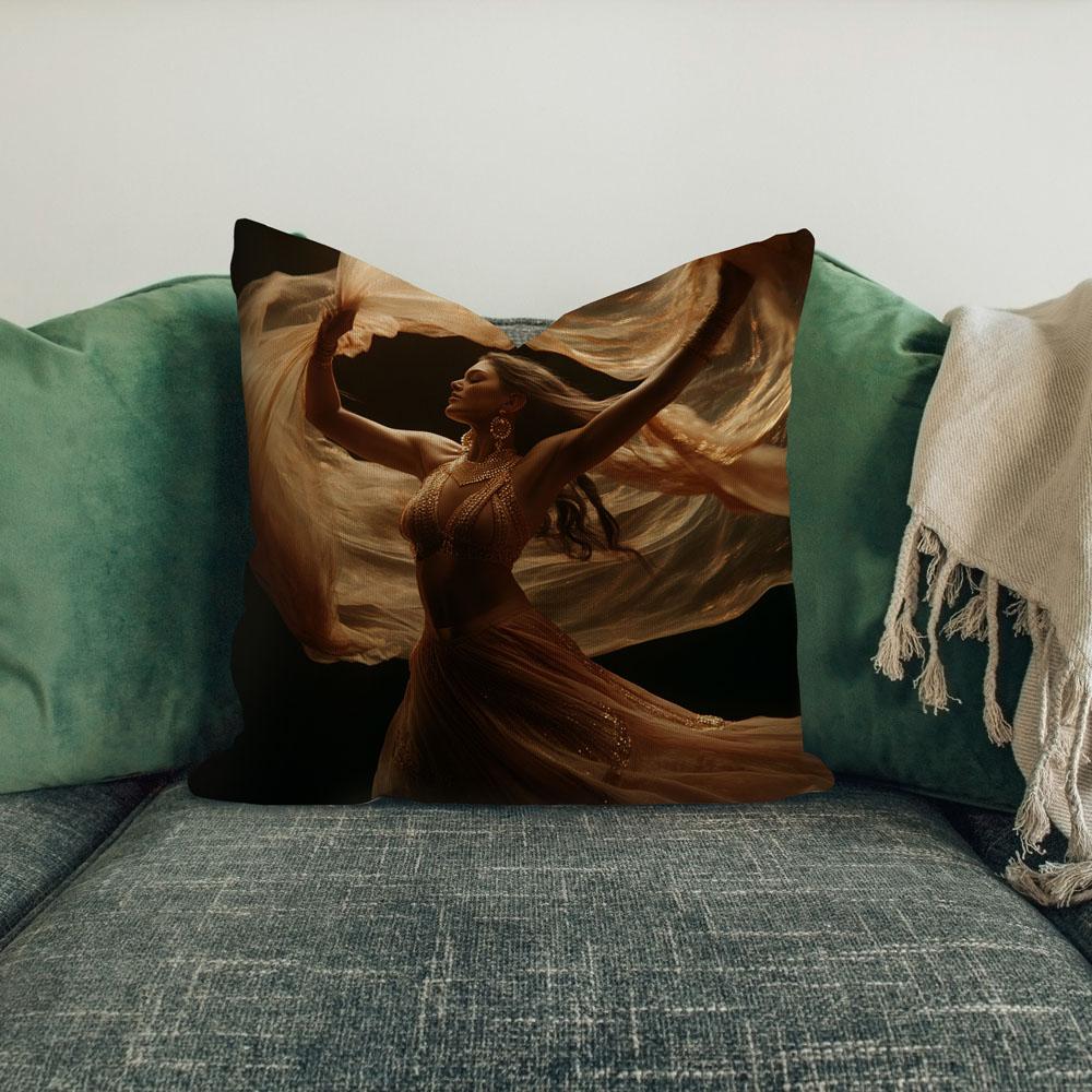 Vortex Veil Gold Ii Belly Dance Throw Pillow 18 in x 18 in