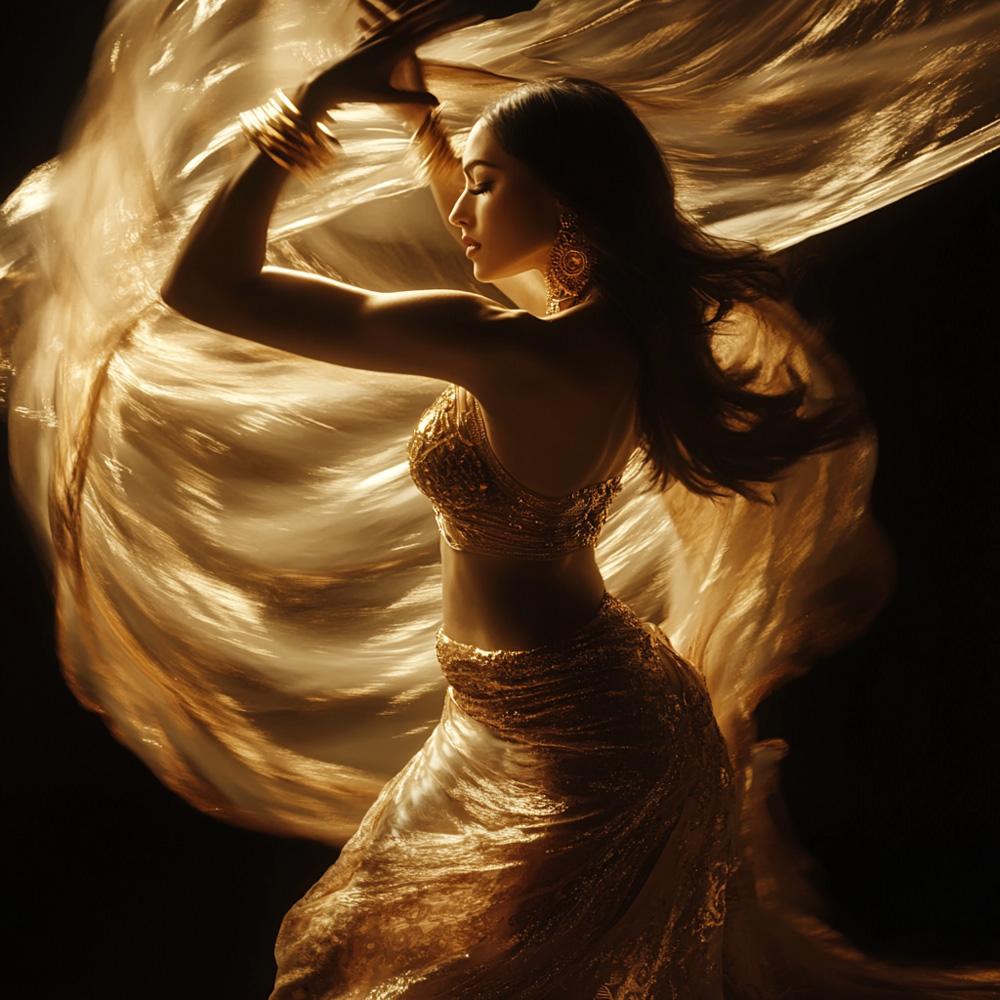 Vortex Veil Gold III Vintage Red - Belly Dance Art Download