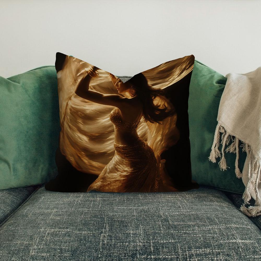 Vortex Veil Gold Iii Belly Dance Throw Pillow 18 in x 18 in