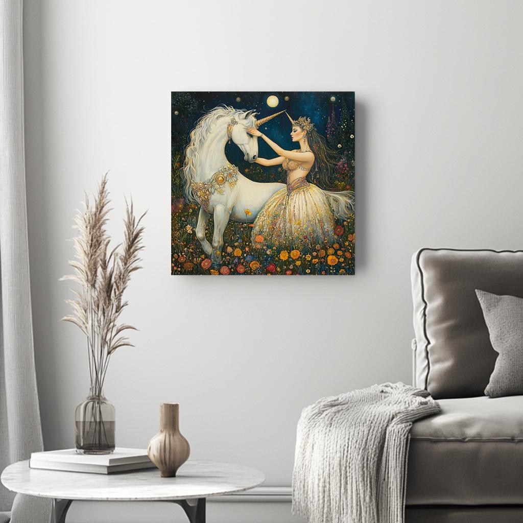 Wonder of Unicorns I Belly Dance Canvas Art 16 in x 16 in