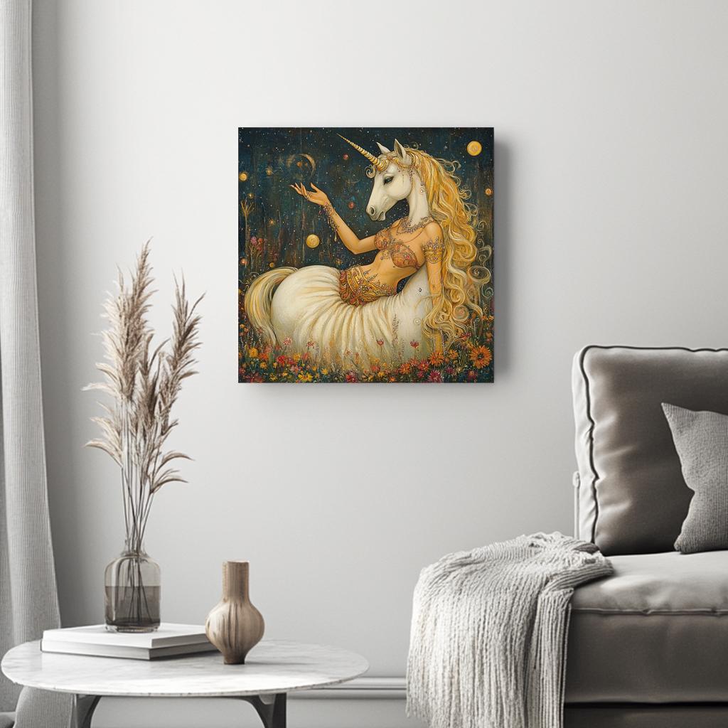 Wonder of Unicorns II Belly Dance Canvas Art 16 in x 16 in