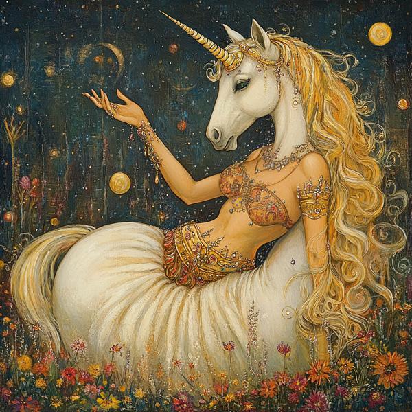 Wonder of Unicorns II Watercolor Purple - Belly Dance Art Download