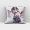 Blue Performance Watercolor I Belly Dance Throw Pillow 18 in x 18 in