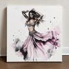 Purple Watercolor IV Belly Dance Canvas Art 16 in x 16 in