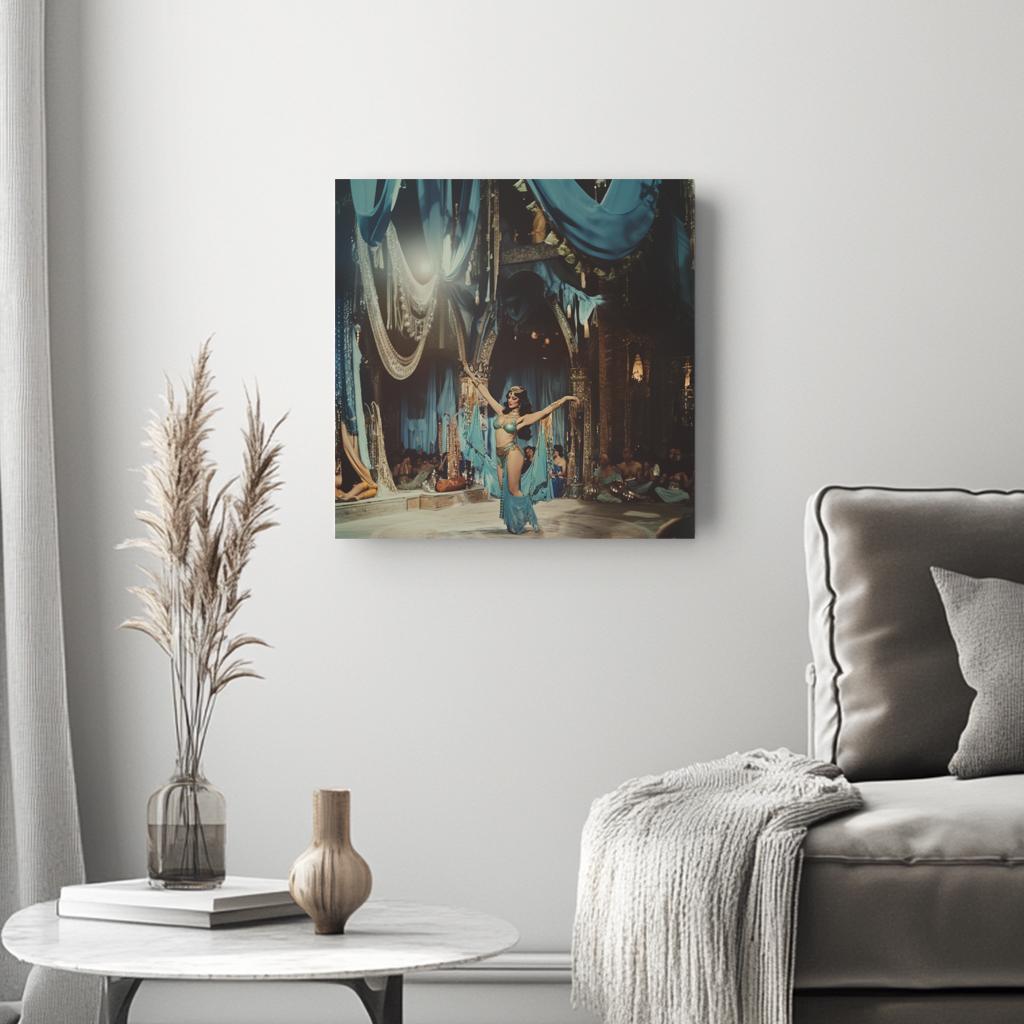Vintage 1970s Hafla I Belly Dance Canvas Art 16 in x 16 in