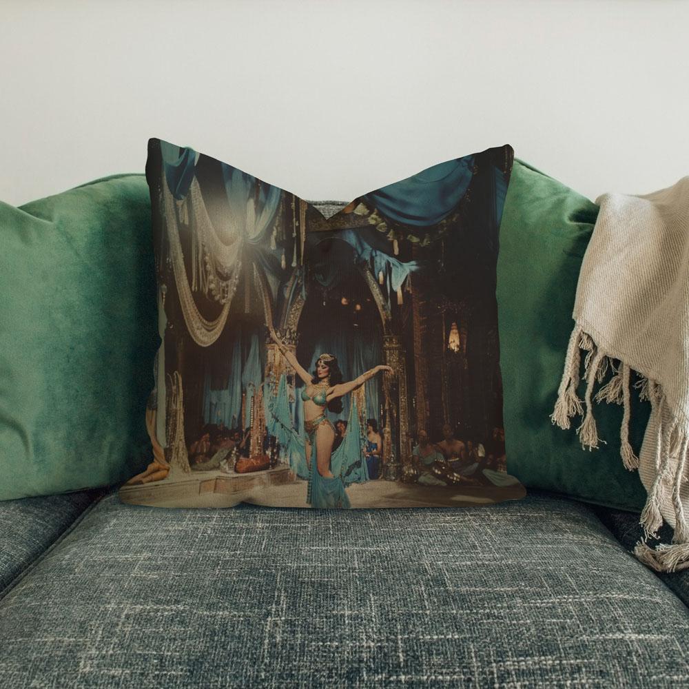 Vintage 1970S Hafla I Belly Dance Throw Pillow 18 in x 18 in