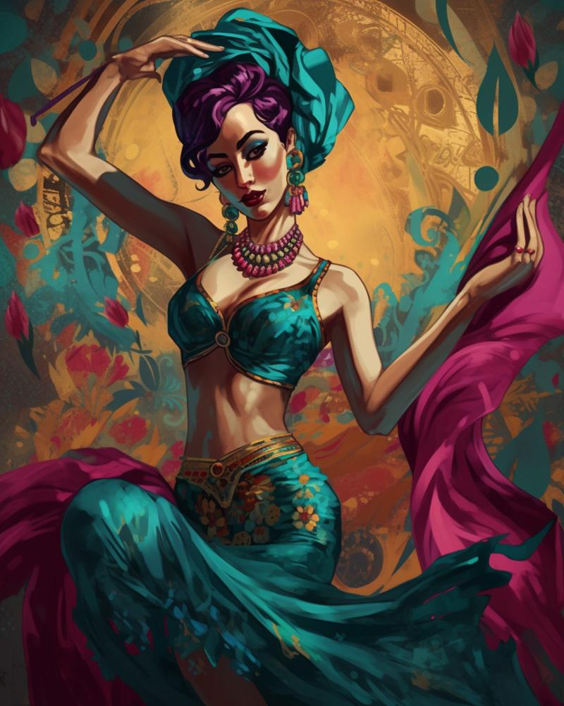 Vintage Brush Strokes I Vintage Red - Belly Dance Art Download