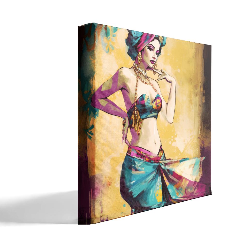 Vintage Brush Strokes II Belly Dance Canvas Art 16 in x 16 in