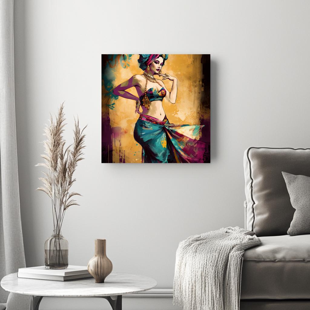 Vintage Brush Strokes II Belly Dance Canvas Art 16 in x 16 in