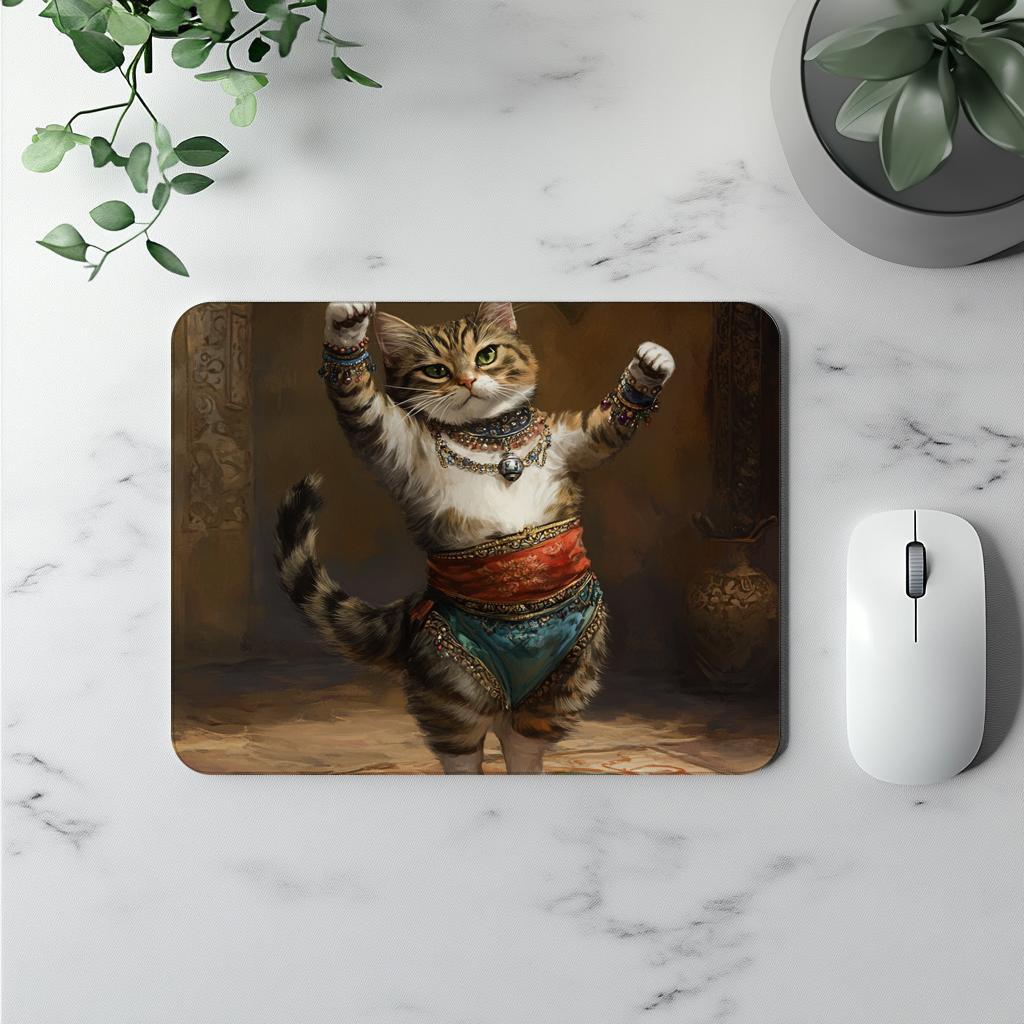 Vintage Shimmy Cat II Watercolor Purple - Belly Dance Office Decor | Mouse Pads