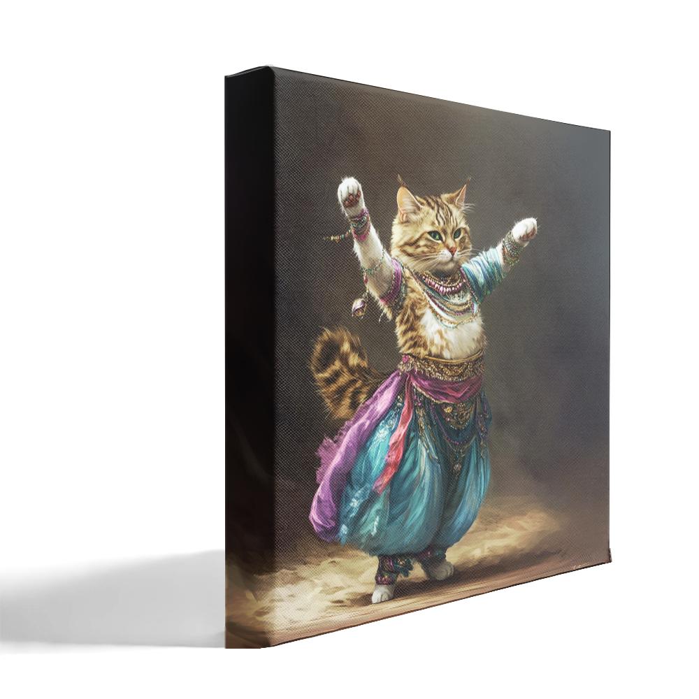 Vintage Shimmy Cat IV Belly Dance Canvas Art 16 in x 16 in