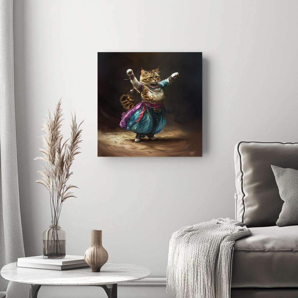 Vintage Shimmy Cat IV Belly Dance Canvas Art 16 in x 16 in