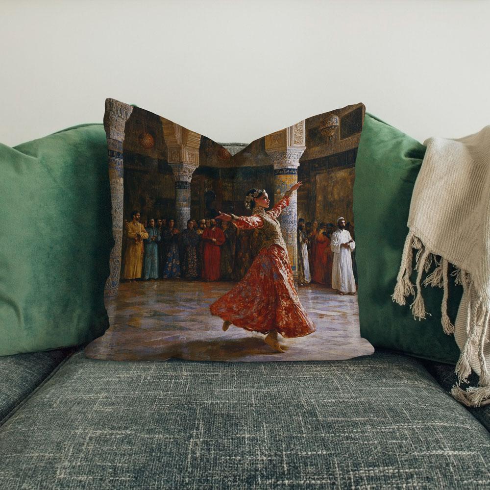 Vintage Sultans Court I Belly Dance Throw Pillow 18 in x 18 in