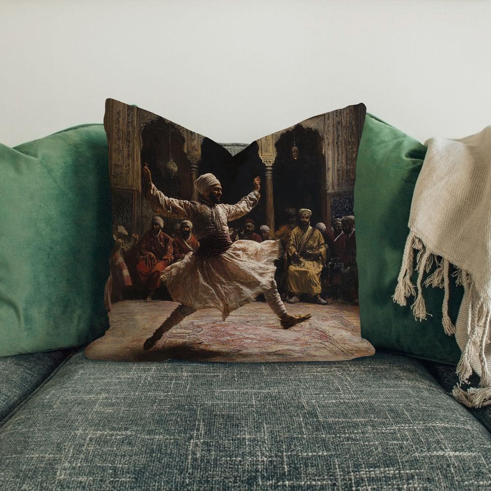 Vintage Sultans Court Ii Belly Dance Throw Pillow 18 in x 18 in