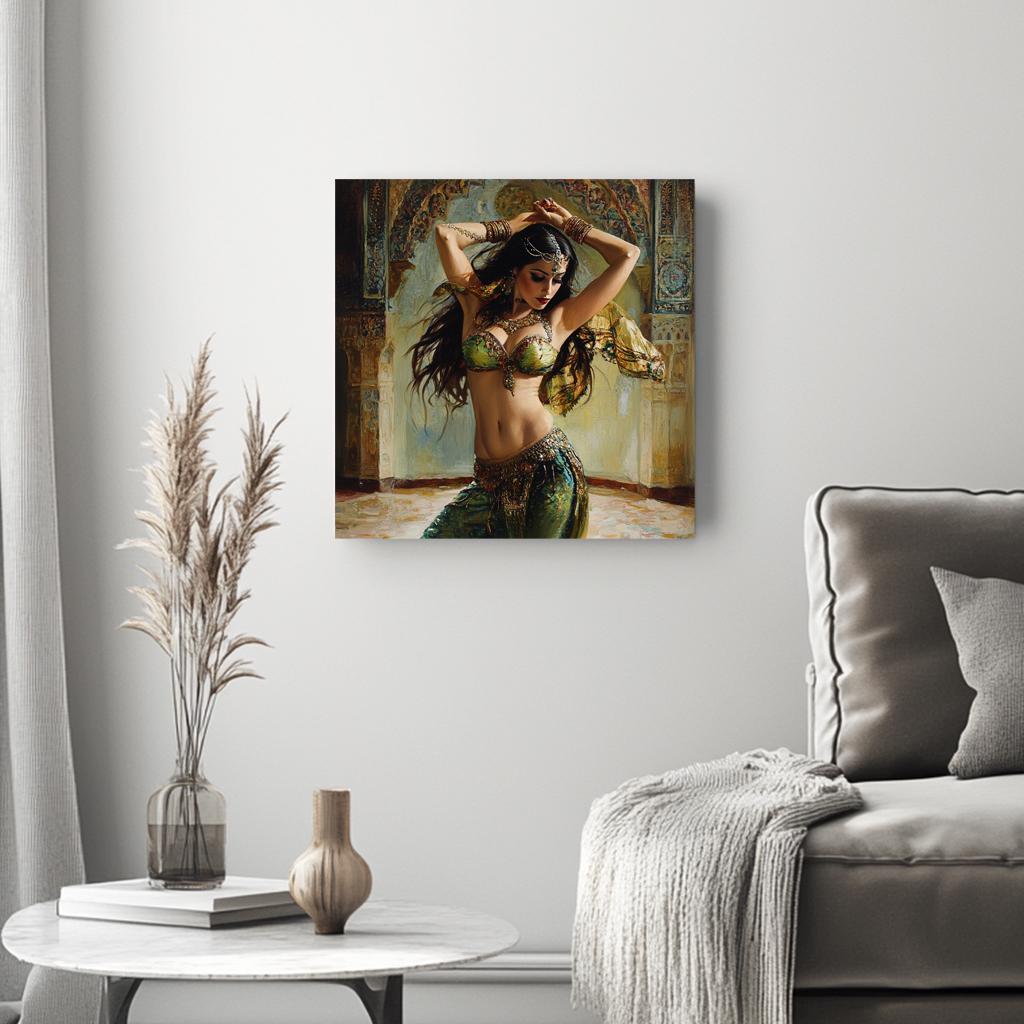 Vintage Sultans Court III Belly Dance Canvas Art 16 in x 16 in