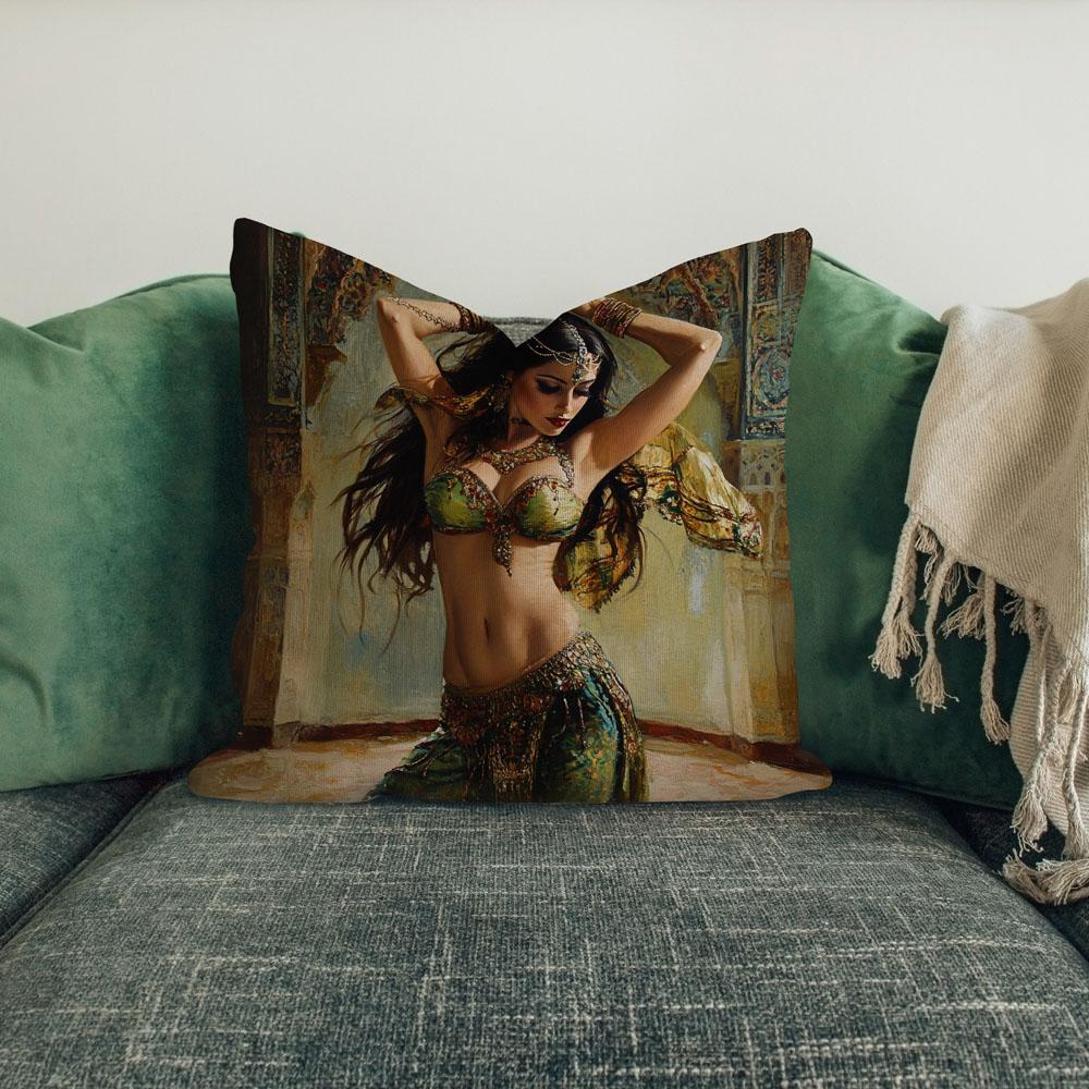 Vintage Sultans Court Iii Belly Dance Throw Pillow 18 in x 18 in